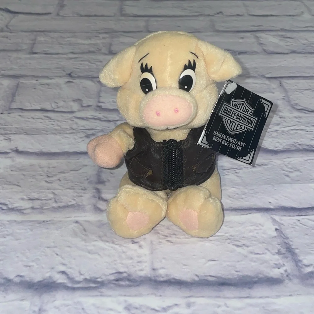 Vintage Harley Davidson Stuffed Beanie Plush Pig ”Boot Hill Bob”